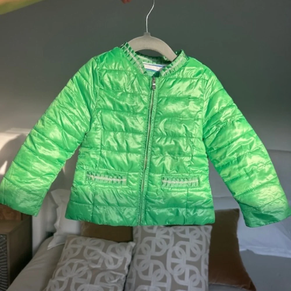 United Colors of Benetton Girls Kelly Green Padded Puffer Jacket Size 2Y 90cm